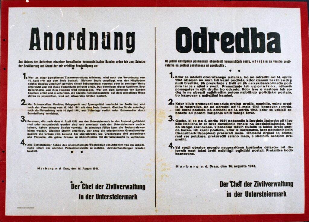 Nemški plakat, 16. 8. 1941. Hrani: MNSZS.