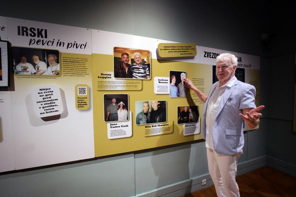 Razstavni prostor in Andrej Šifrer.