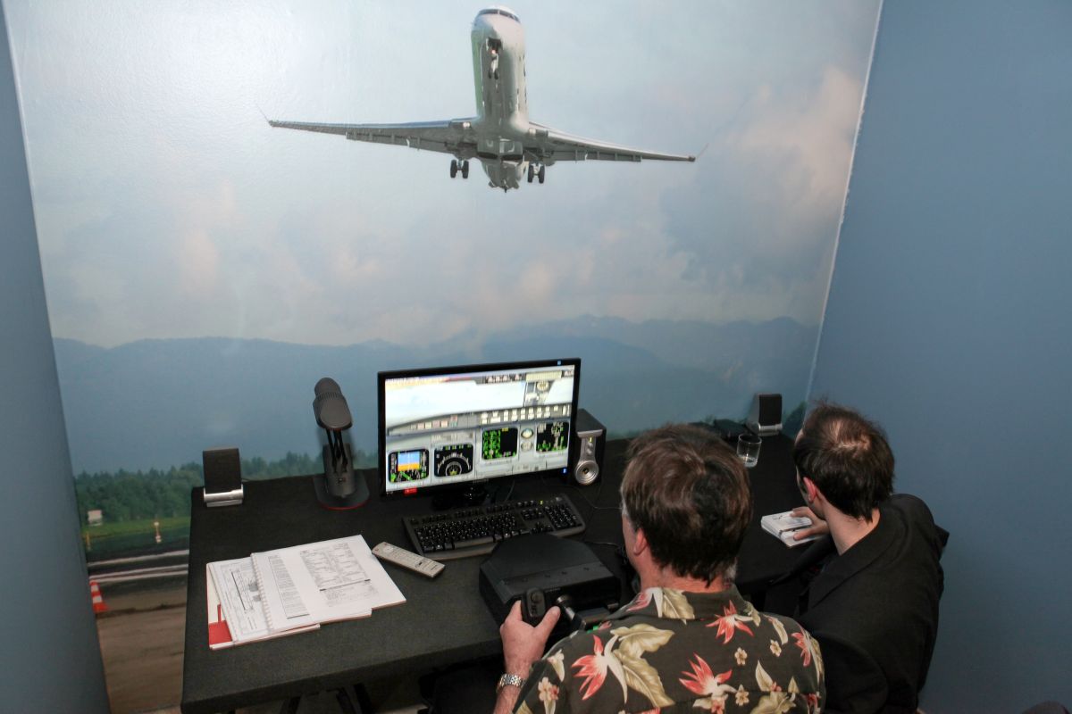 Razstavni prostor, simulacija leta.