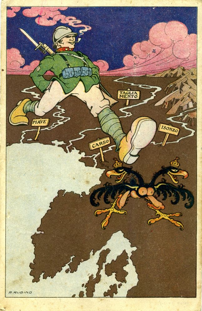 Italijanski vojak koraka po zemljevidu.