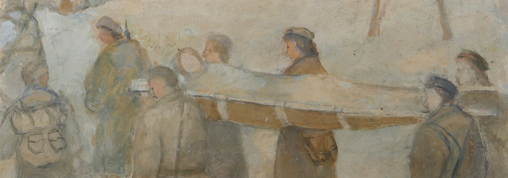 Drago Vidmar: Partizanska kolona z ranjencem na nosilih