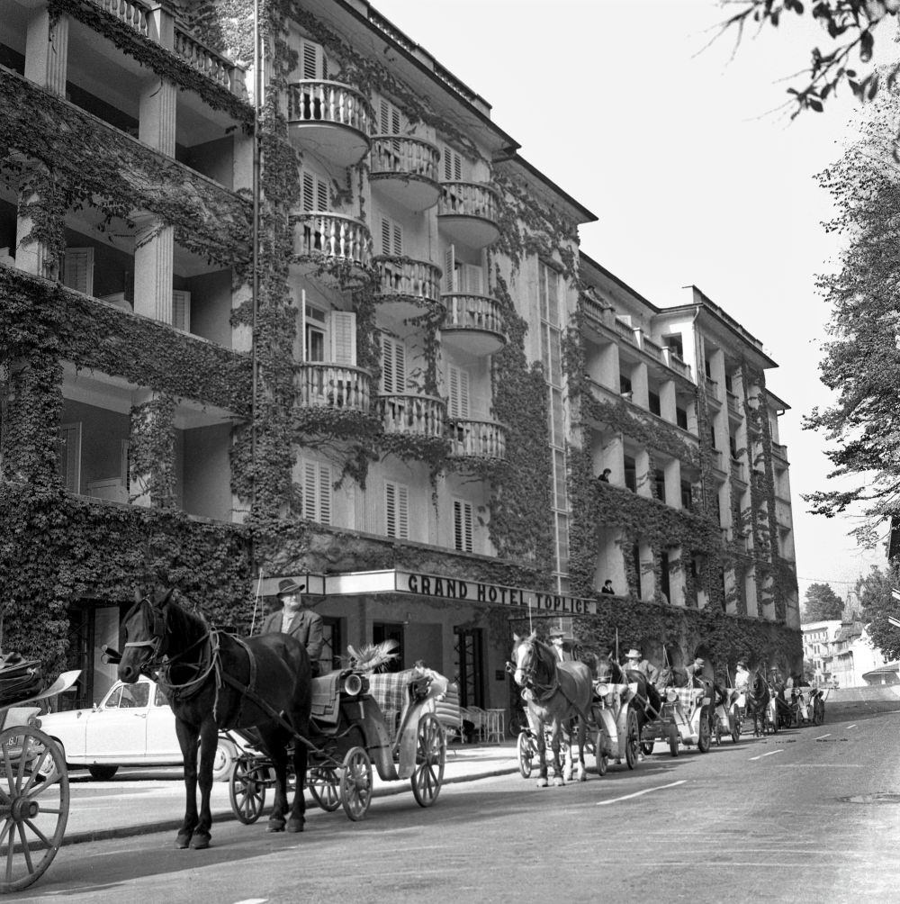 Kočije s konji pred hotelom